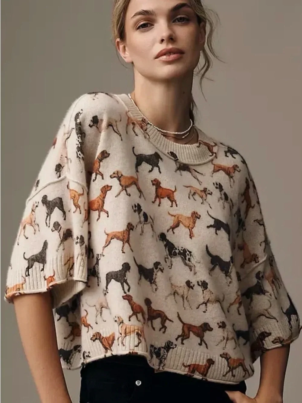 Anthropologie Cropped Sweater The Goldie Crewneck - Picture 1 of 6
